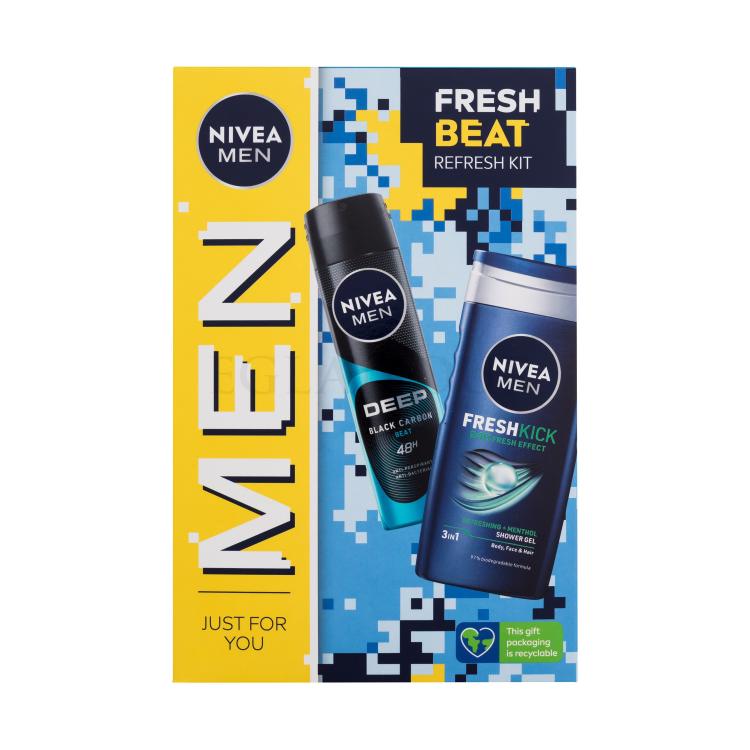 Nivea Men Fresh Beat Geschenkset Duschgel Men Fresh Kick 250 ml + Antiperspirant Men Deep Beat 150 ml